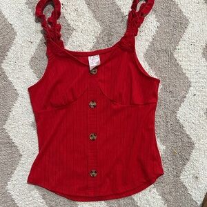 No Boundaries Red Camisole with Button Detail